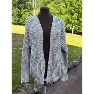 Free People Grey Marled Chunky Knit Button Front Cardigan‎ Sweater Womens Small